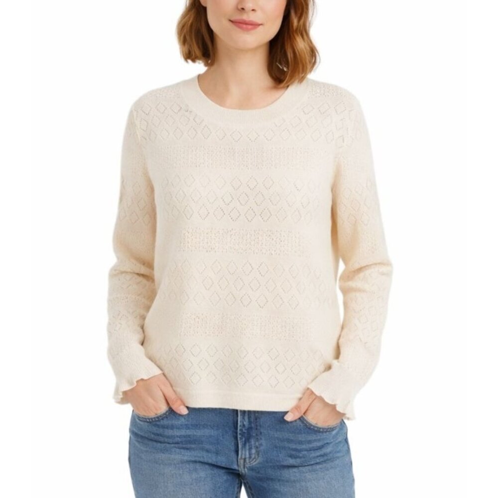 J.Crew Cashmere Sweater Pointelle Crewneck Pullover